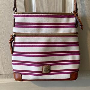 Dooney & Bourke White and Magenta Stripe Crossbody Bag